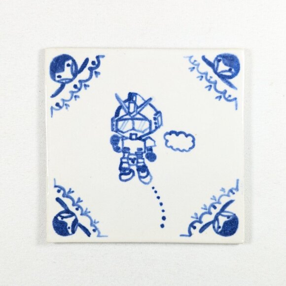 Gundam inspired hand painted Delft Blue tile - Picture 3 of 8